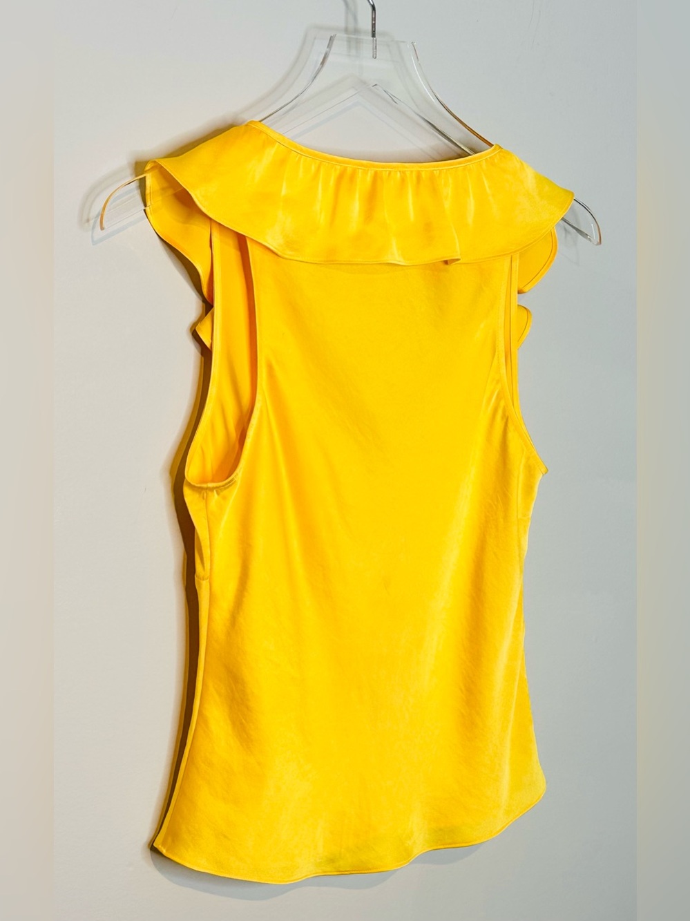 Aritzia Wilfred Tonka Yellow Satin Tie-Front Blouse Shirt Top - Picture 8 of 14